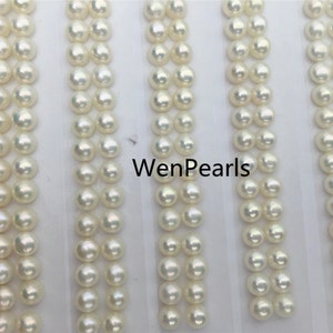 May include: A close-up of six rows of white pearls, each row containing 20 pearls. The pearls are arranged in a straight line on a white background. The text "WenPearls" is printed in black letters below the pearls.