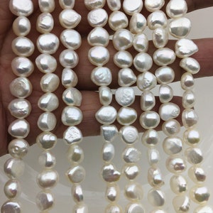 High Luster!AA 7-8x7.5-9.5mm white thin nugget freshwater pearls,baroque pearl,irregular pearl,LM8-2A-8