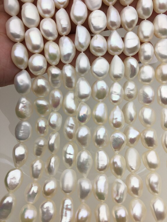 High Luster!aaa+ 9.4-10.3mm White Nugget Freshwater Pearls