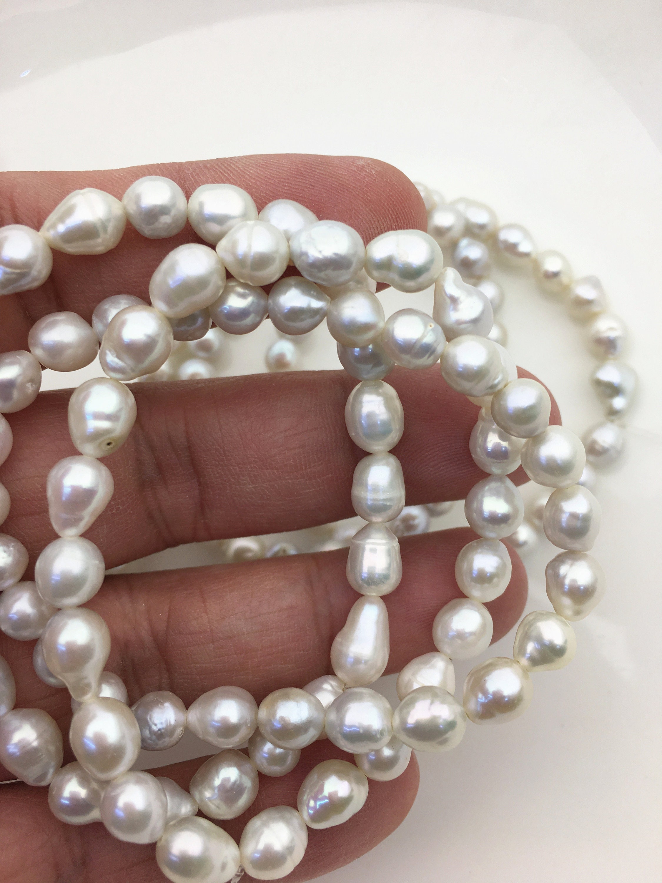 Topps Pearl Echtes Süßwasser-Perlenarmband – 2 Reihen, 7-9 Mm, 7,5