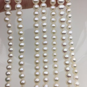 AAA 5-6mm white near round freshwater pearls,white freshwater round loose pearl wholesale,RP5-3A-2 image 3