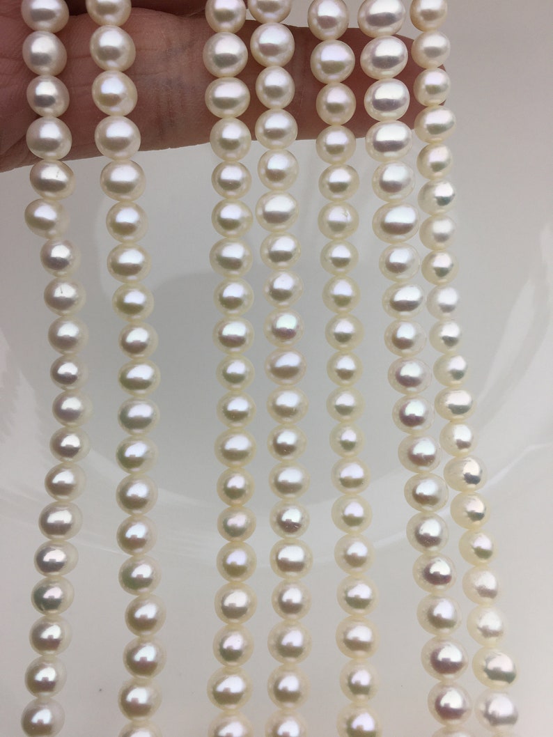 AAA 5-6mm white near round freshwater pearls,white freshwater round loose pearl wholesale,RP5-3A-2 image 3