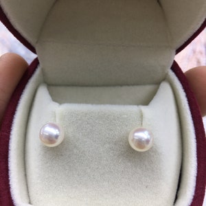 Orecchini a bottone con perle rotonde AAA da 6,5-7 mm, perle coltivate, perle naturali, SE3-076