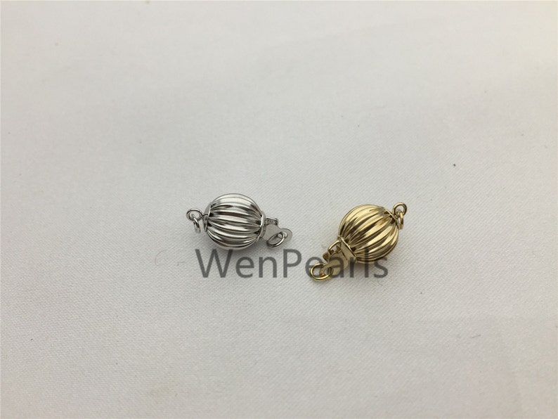 14K Solid Gold Corrugated Bead Safety Clasp,Select Size,wholesale price,ASG-CL-004 image 2