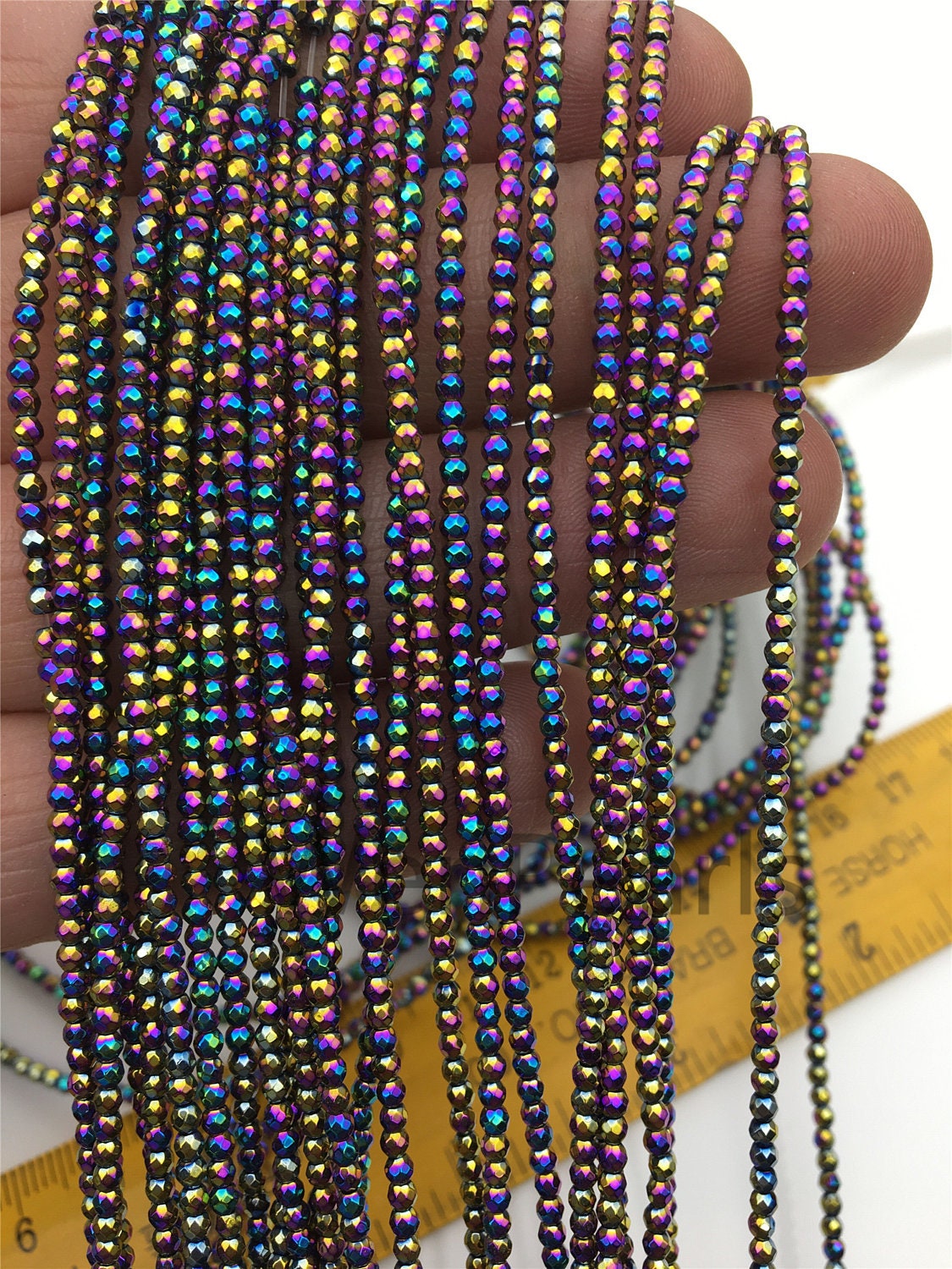 Perline Di Emate Di Colore Arcobaleno Di Pietra Naturale - Foto 11