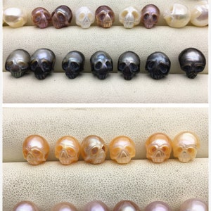 50% OFF 1pc AAA White/Pink/Purple/Gray/Black 7-11mm HandMade Carved Skull Freshwater Pearl Beads For necklace pendant earrings,CAC-006