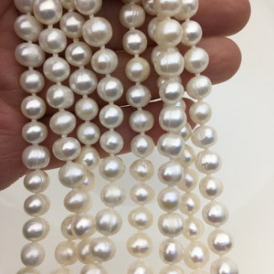 58&#39;&#39; 8mm white potato Freshwater Pearl Necklace,NPN1-049