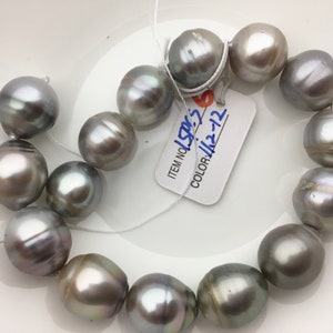 7.5'' 11-13mm Gray Drop tahitian pearl loose pearls necklace,TH12-2A-13-52