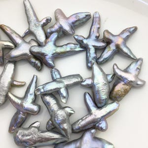 16pcs AAA/AA 20-25mm Freshwater Pearl Loose Pearl Bead Gray Cross Pearl Loose Bead,no hole,ZS-100-T1