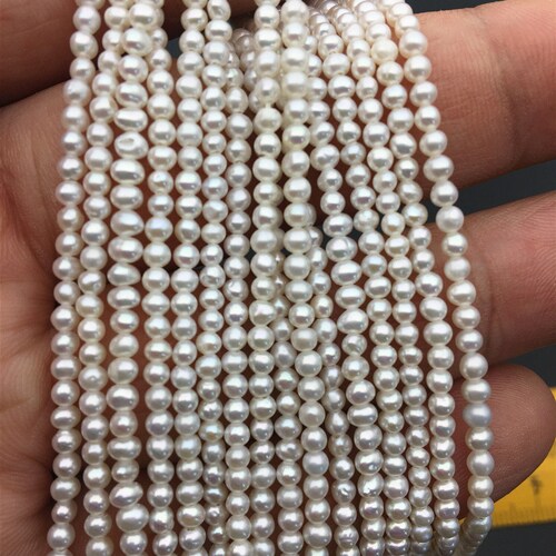 AA 1.6-1.8mmx1.7-2.2mm Actual Size white potato freshwater pearls 