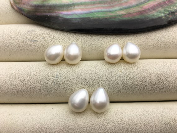 Pairs White Short Teardrop Freshwater Pearls,for Dangle