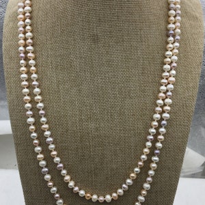 58&#39;&#39; AA+ 6mm mix color potato pearl Necklace,Pearl necklace,NPN1-106