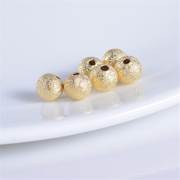 100pcs 3mm Yellow Gold Round Frosted Beads,copper plated 18k solid gold,AAL-003-4