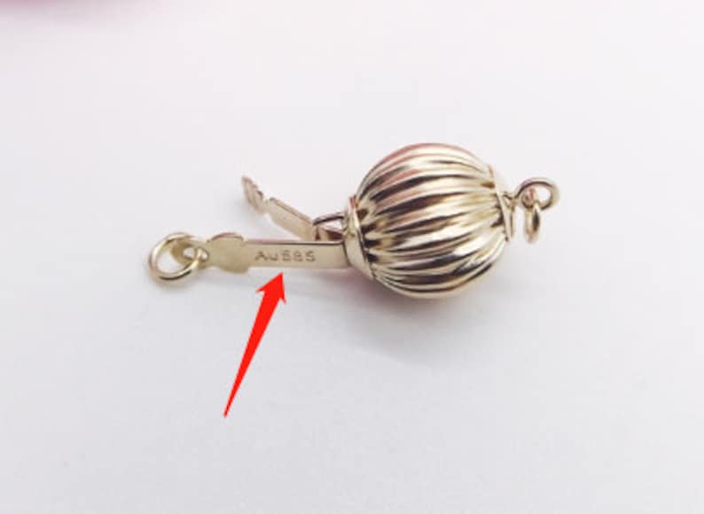 14K Solid Gold Corrugated Bead Safety Clasp,Select Size,wholesale price,ASG-CL-004 image 4