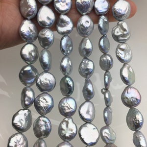 AA 11.5-12.5 gray drop Coin freshwater pearls,diy bead,flat round pearl bead,COIN12-2A-2-49