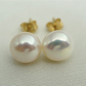 SELECT SIZE-One pair white/Ivory pearl earrings,Christmas,Ivory Pearl studs,14k gold filled,Wedding,Love,Happiness,birthday,SE1-006 image 1