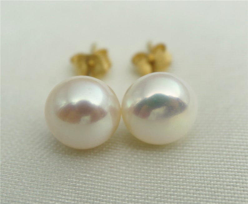 SELECT SIZE-One pair white/Ivory pearl earrings,Christmas,Ivory Pearl studs,14k gold filled,Wedding,Love,Happiness,birthday,SE1-006 image 1