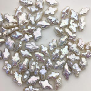 10pcs AAA 8-10x12-17mm Small White Cross Pearls,,Freshwater Pearls, Cross Shaped Pearls, no hole,  Loose Bead,ZS-102-4