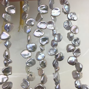 AAA 9-10mm gray Keshi Freshwater Pearls,two-eight top drill hole,ZS-129-69