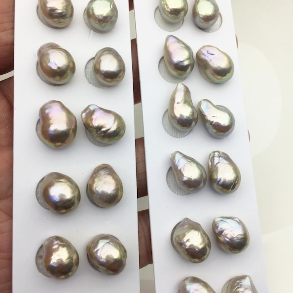 5 paires de perles d'eau douce Edison baroques arc-en-ciel de 9-10 mm AAA, pas de trou, ED11-3A-2-12