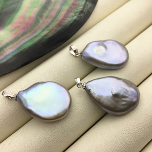 AAA 16-18x20-23mm Big Gray Drop Coin Baroque pearl pendant,NC1-T15