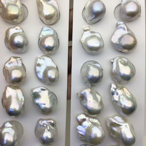 5 paar AAA- 12-15 mm witte flameballparels, geen gat, barok gekweekte zoetwaterparel, flameballparels, FL15-3A-13