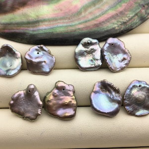2 pairs AA+ 14-16mm Gray keshi Freshwater Pearl Gray loose Beads Pair,wholesale,ZS-103-37-14