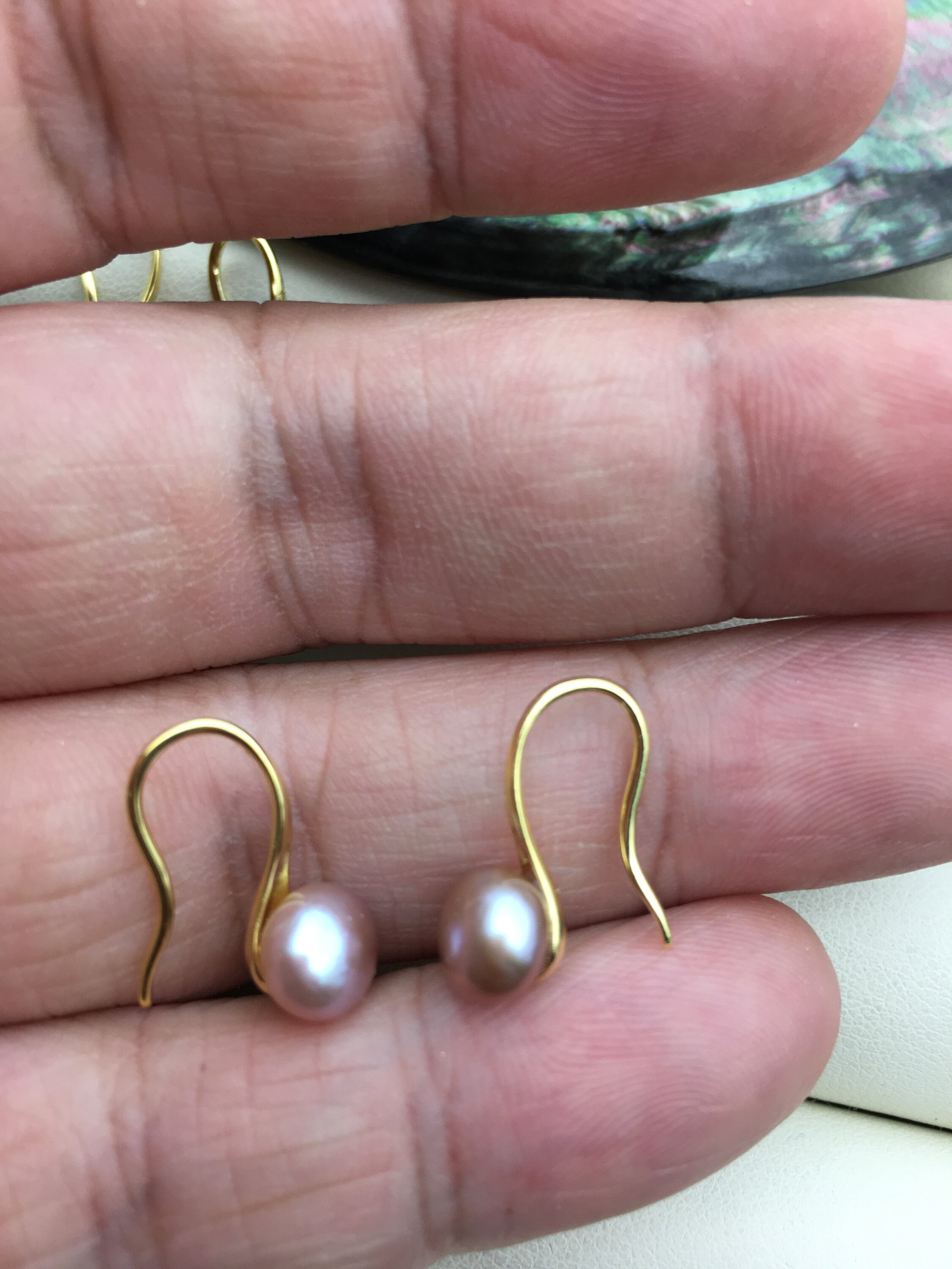 3 Pairs Purple High-heeled Pearl Dangle Earrings,aaa 6-7mm