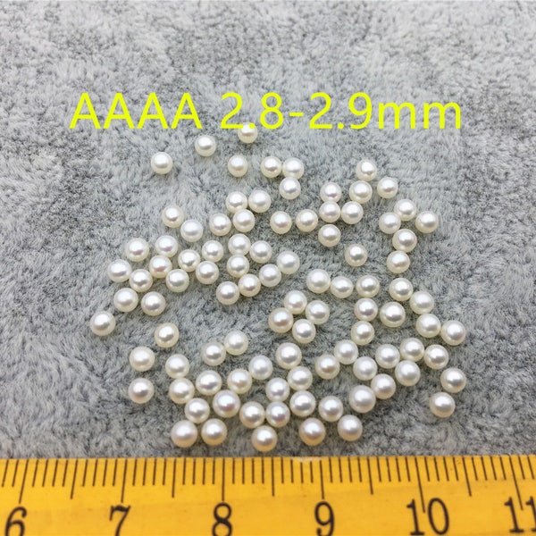 AAAA 2.8-3mm white round seed freshwater pearls,no hole,tiny pearl supply,good quality,through hole,RP2-4A-4