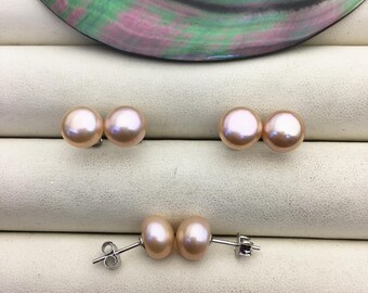 1 Pair AAA 8.5-9mm Natural Rainbow Pearl Stud Earrings,pearl