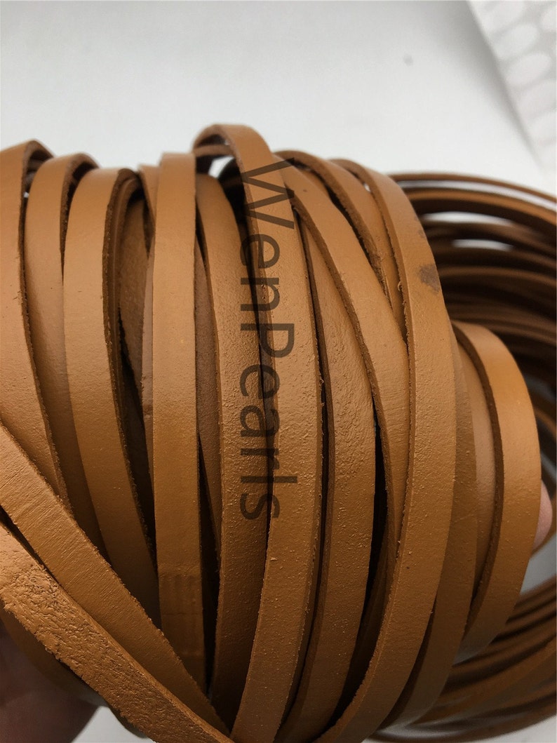 6mmx2mm Flat Light Brown Leather Cord,Select Length,Wholesale Jewelry Supplies,Distressed Matte Finish,LC6-201