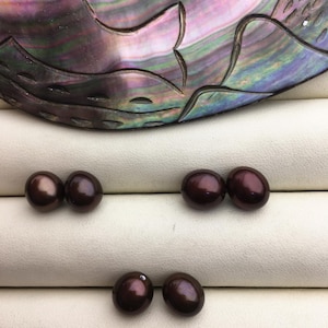 2 pairs AAA 8-9mm brown rice freshwater pearls pairs, top half hole ,for dangle pearl earrings,LR8-T11