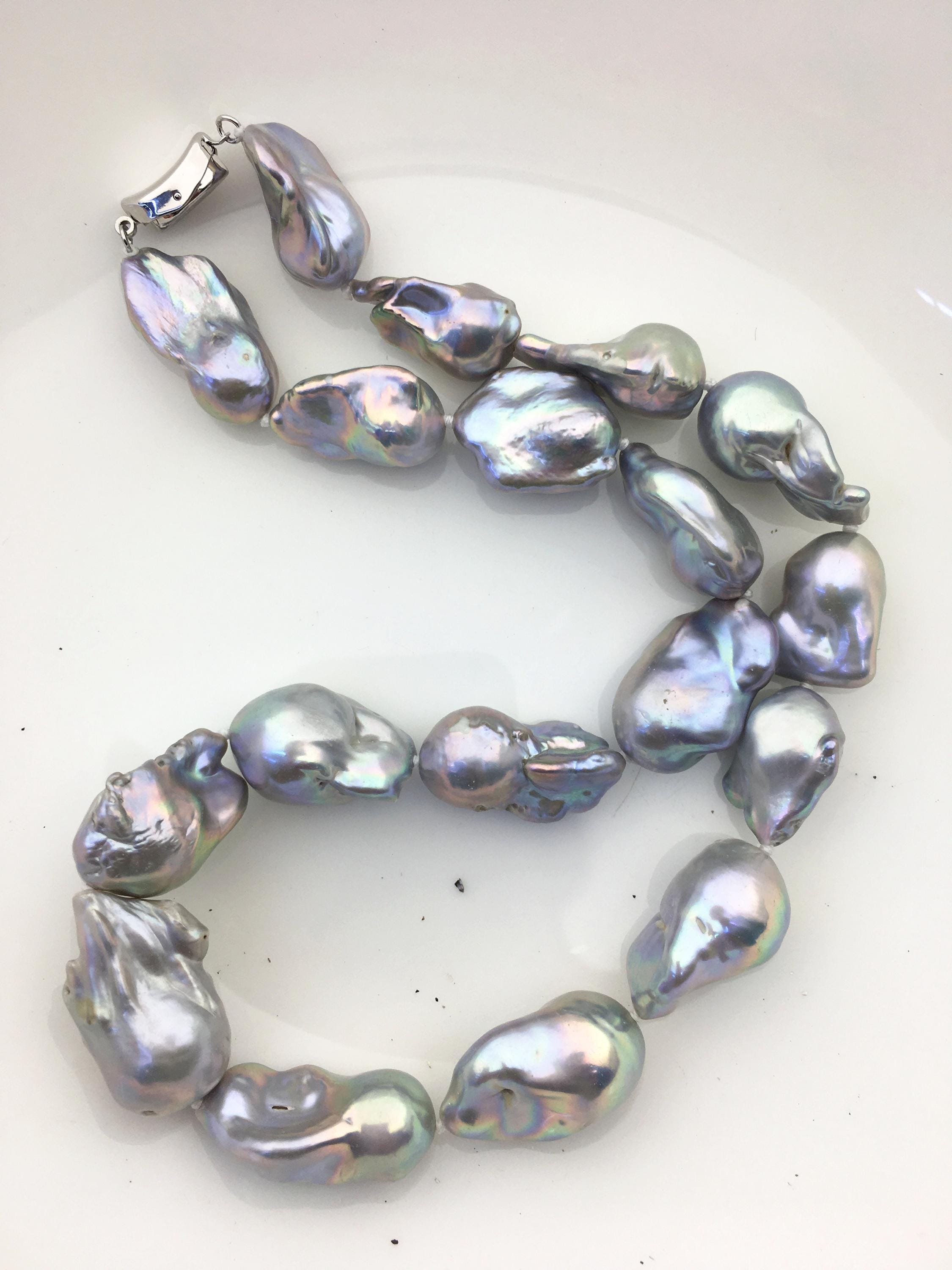 18'' 12-15mm Gray Baroque Flame Ball Freshwater Pearl