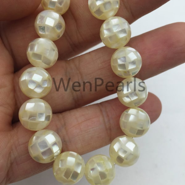 4pcs 10/12/14/16mm White Mosaic Shell Beads,MOP Beads,White Lip Shell Inlay Bead,GSHE-001-2