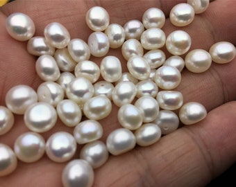 10pcs AAA 7.5-8mm high luster button round freshwater pearl,half drilled,BTN7-4A-1-4
