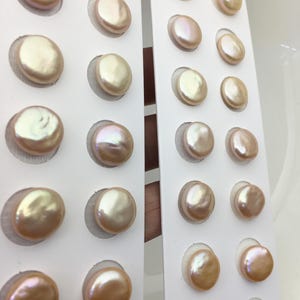 2 pairs AAA 12-13mm Pink Coin Freshwater Loose Pearls Pair,For make Pearl Jewelry,0.9mm half hole,COIN11-3A-3-4