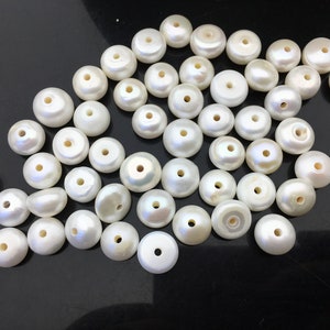 20pcs AA+ 12-14mm Big white button freshwater pearls,2mm large hole,Rondelle pearl Beads,loose freshwater pearl,DIY material,SM13-2A-1