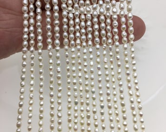 AAA 2.5-2.7x3-4mm white rice pearls,oval loose pearl beads,diy pearl,genuine pearl,Cultured pearl,diy pearl beads,LR2-3A-23