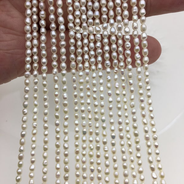 AAA 2,5-2,7x3-4mm weiße Reisperlen, ovale lose Perlen, DIY-Perle, echte Perle, Zuchtperle, DIY-Perlen, LR2-3A-23