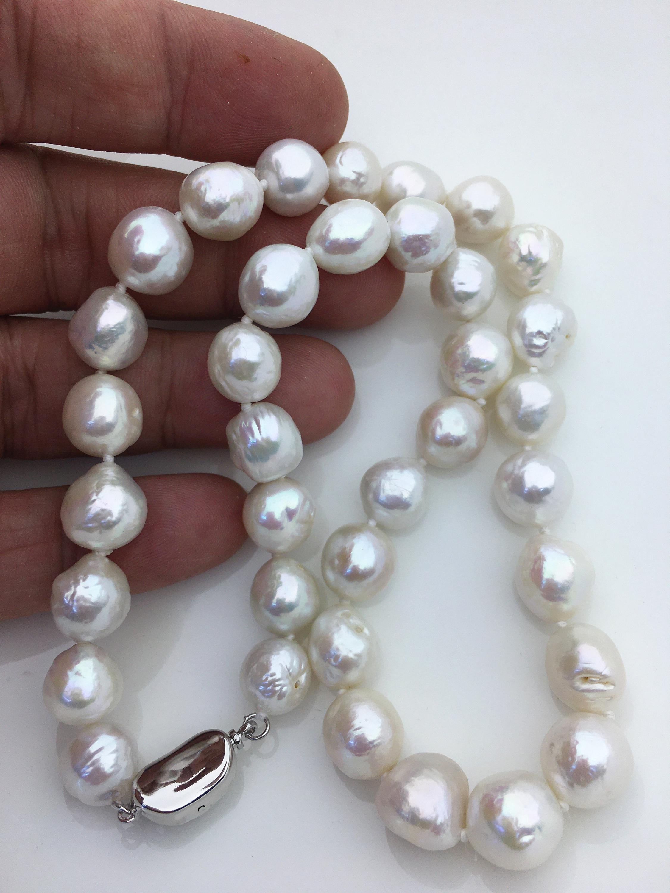 Collana di perle d'acqua dolce Edison a goccia barocca bianca AA da 17,5'', 9-11 mm, collana di perle naturali autentiche, NPN1-T30-6 - Italia Collana di perle d'acqua dolce Edison a goccia barocca bianca AA da 17,5'', 9-11 mm, collana di perle naturali autentiche, NPN1-T30-6 - Italia