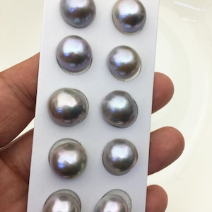 5 pairs AAA 14-15mm Gray Mabe Pearl Pair,no hole,Half Ball Button Round Shape,MB-T10