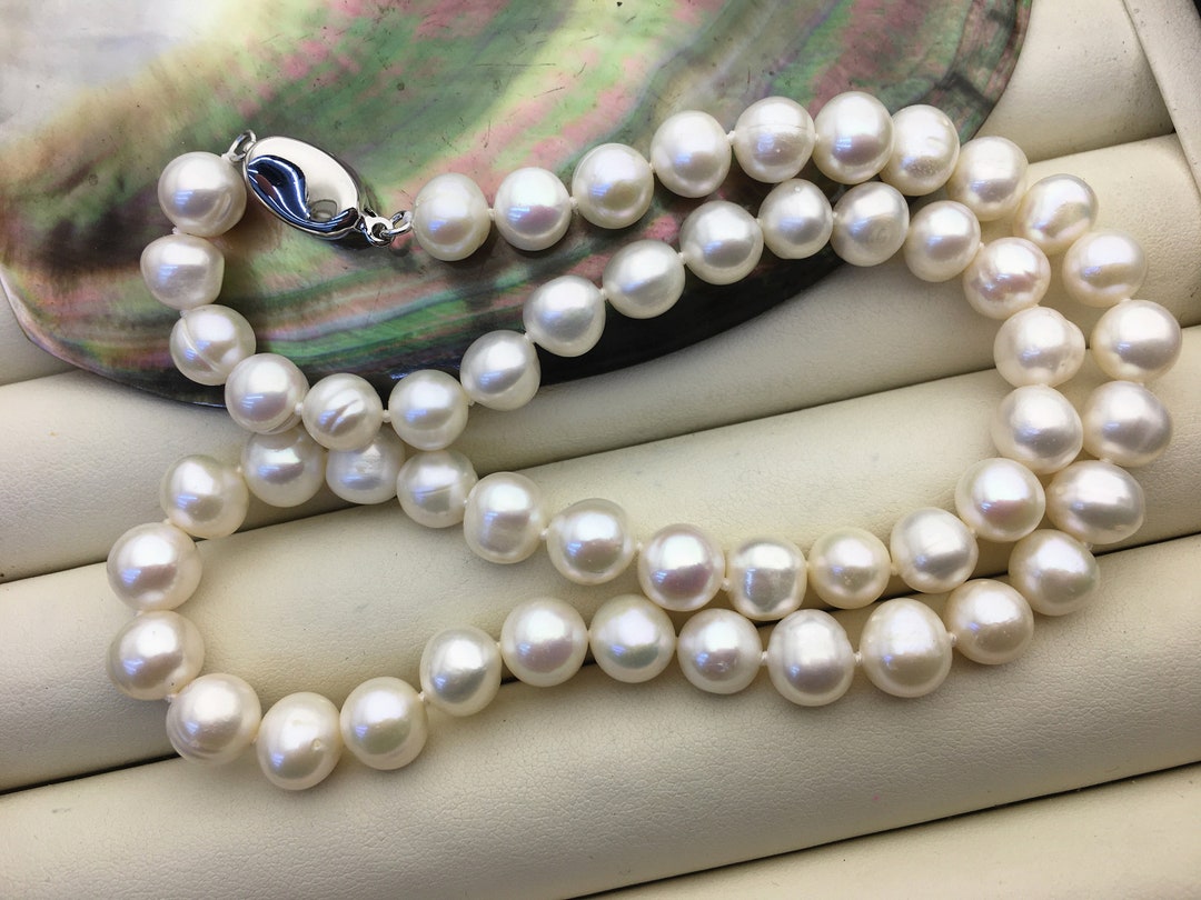 17.3'' AA+ 8mm White Near Round Freshwater Pearl Necklace