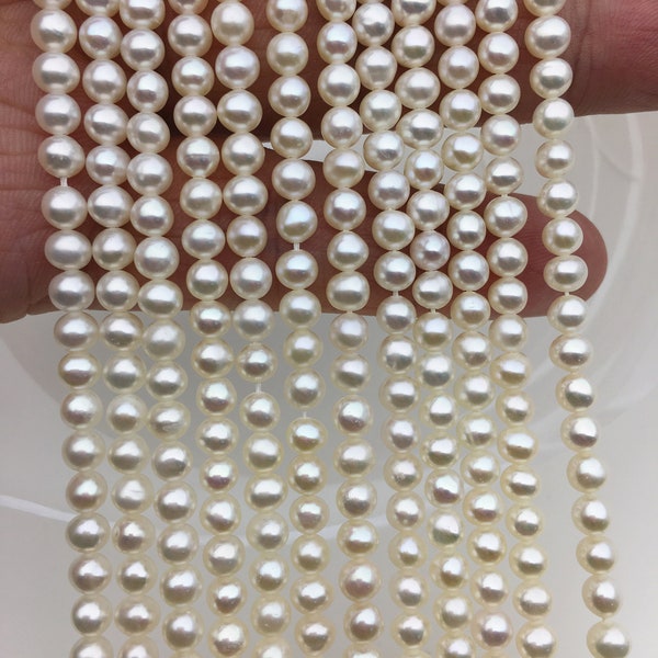 AAA 4.5-5mm white near round freshwater pearls,4mm seed pearl,white round pearl,full strand,pearl wholesale,RP4-3AY-GJ-2