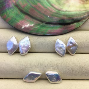 2 pairs AAA 9-10x15-17mm White Diamond Shape Freshwater Pearl White loose Beads Piar,wholesale,ZS-103-37-55 image 3