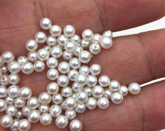 20pcs AAA/AA+ 4-4.5mm white seed round/near round freshwater pearls,tiny pearl supply,0.9mm half hole,diy jewelry,RP4-3A-11