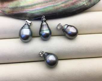 1pc 10-11mm Long Teardrop Tahitian Pearl Pendant, natural color sea pearl,pearl necklace - NC1-T26