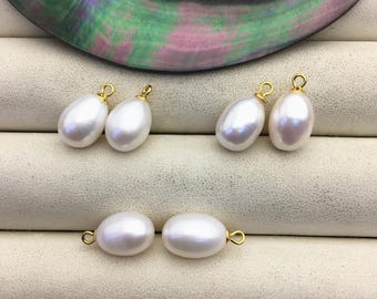 Pendientes colgantes largos de perlas blancas AAA de 8,5-9 x 11,5-12,5 mm, pendientes de perlas de plata de ley S925, perlas para mujer, SE3-T6