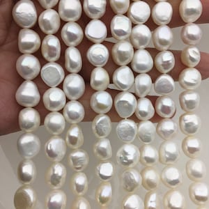 AAA 10.4-11.4mm White nugget freshwater pearls,baroque pearl strand freshwater pearls,pearl strand,LM11-3A-8