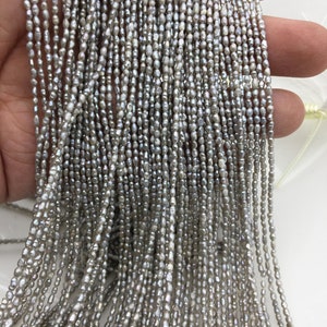 AA 1.8-2mm*2.5*3.0mm tiny gray rice pearls,full strand,oval loose pearl beads,diy pearl,genuine pearl,Cultured pearl,diy beads,LR1-2A-20