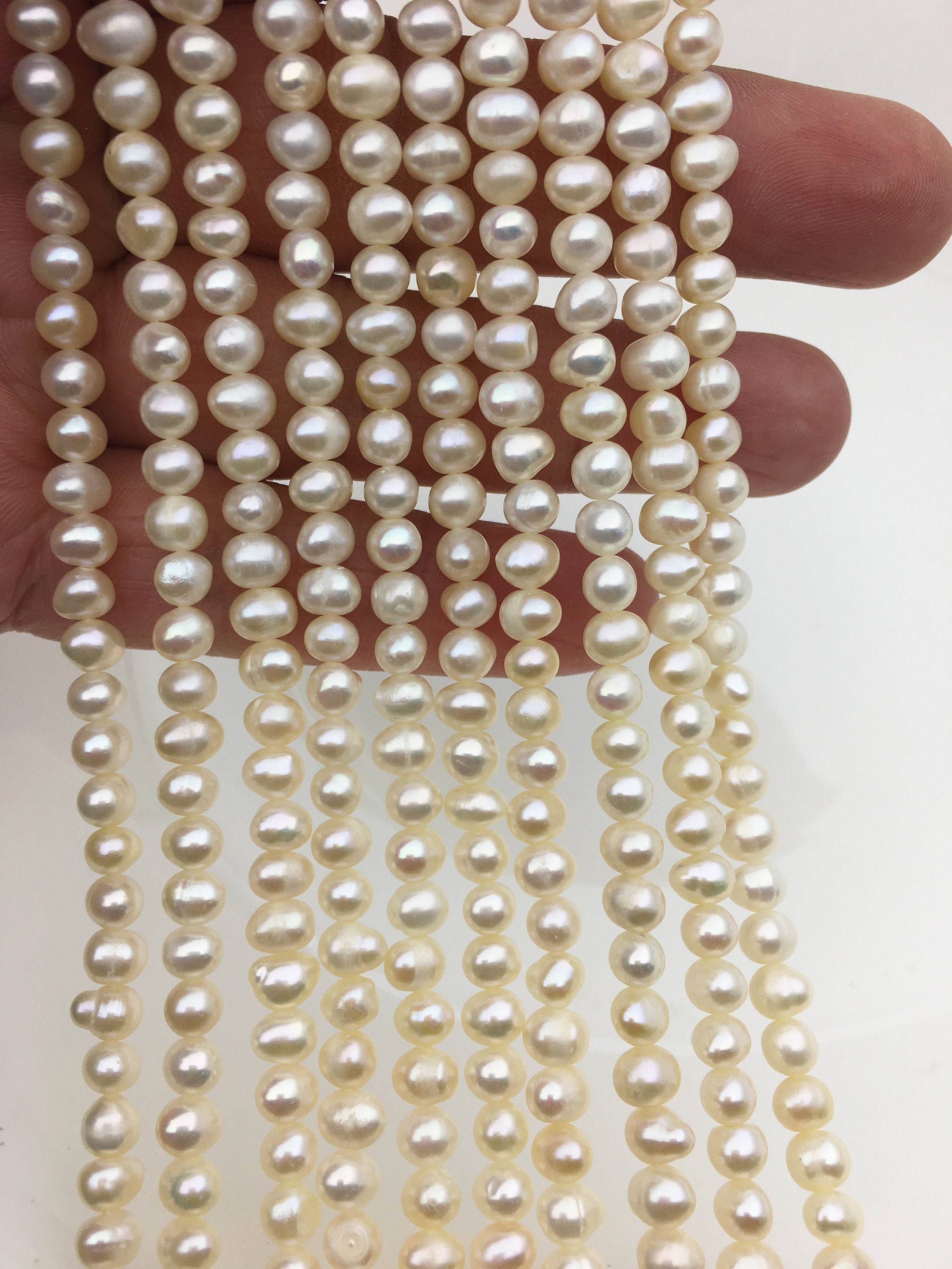 3MM Ivory/Cream Colored Potato Shaped Natural Freshwater Pearls P-31 –  Ayla's Originals